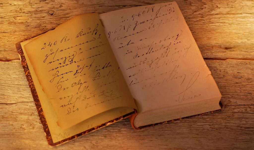 Forty-two notebooks pulled from a shed shelf on a Bonghwa hillside field — the farming notes Han Seok-gyu kept from 1983, in soil-stained pencil