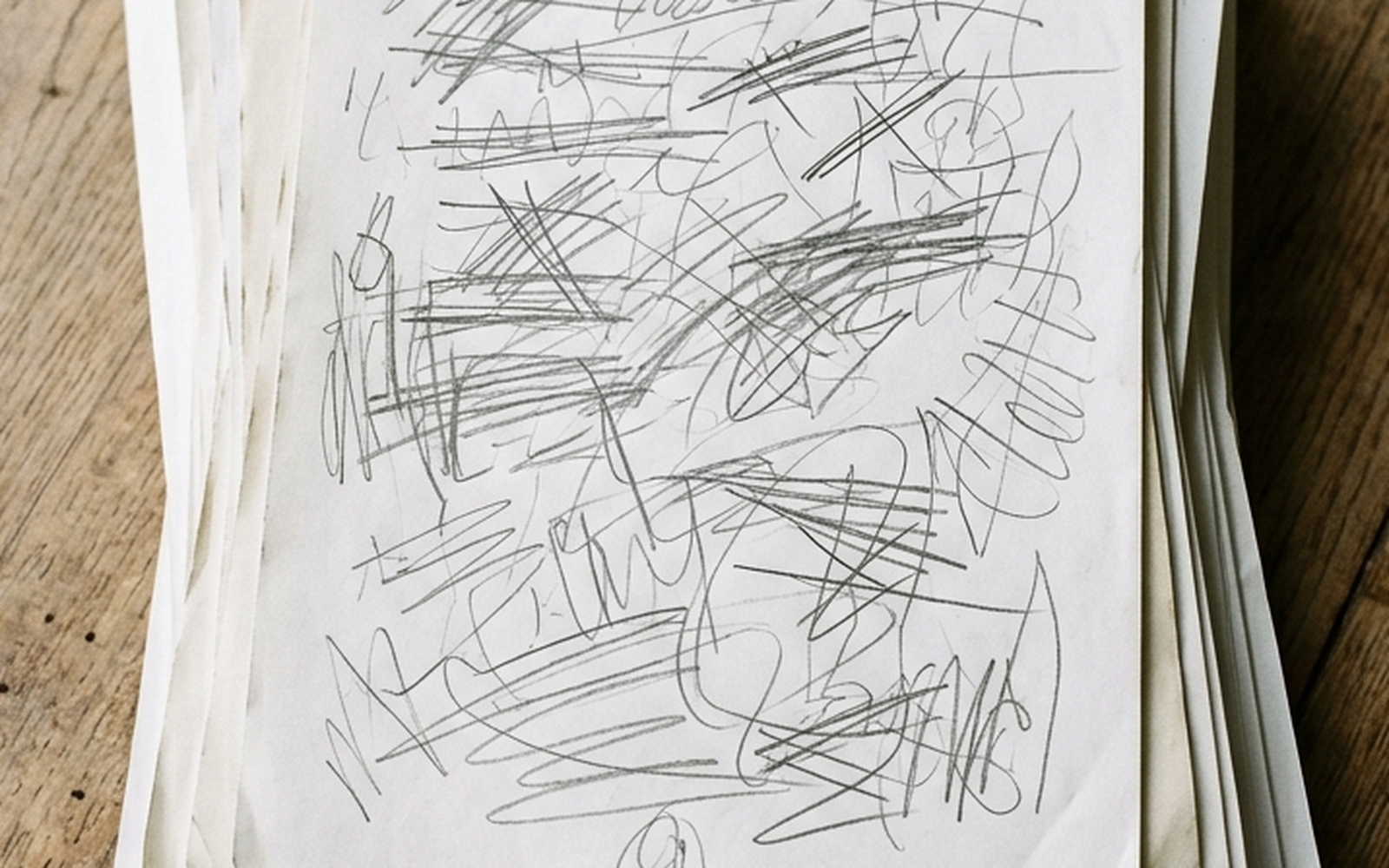 A stack of drafts on a table